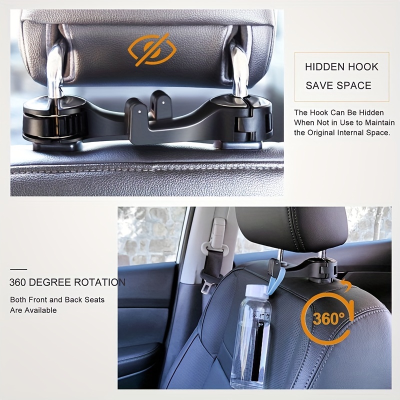  Customer reviews: Amooca Car Seat Headrest Hook 4 Pack Hanger  Storage Organizer Universal for Handbag Purse Coat Universal fit Vehicle  Car with Clip