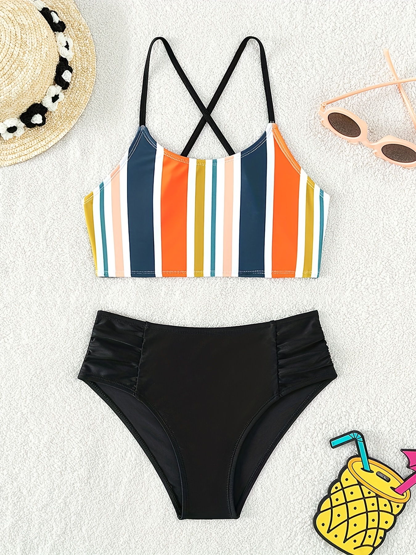 Girls Tropical Print Bikini Swimsuit Shorts Bathing Suit 7 - Temu Canada