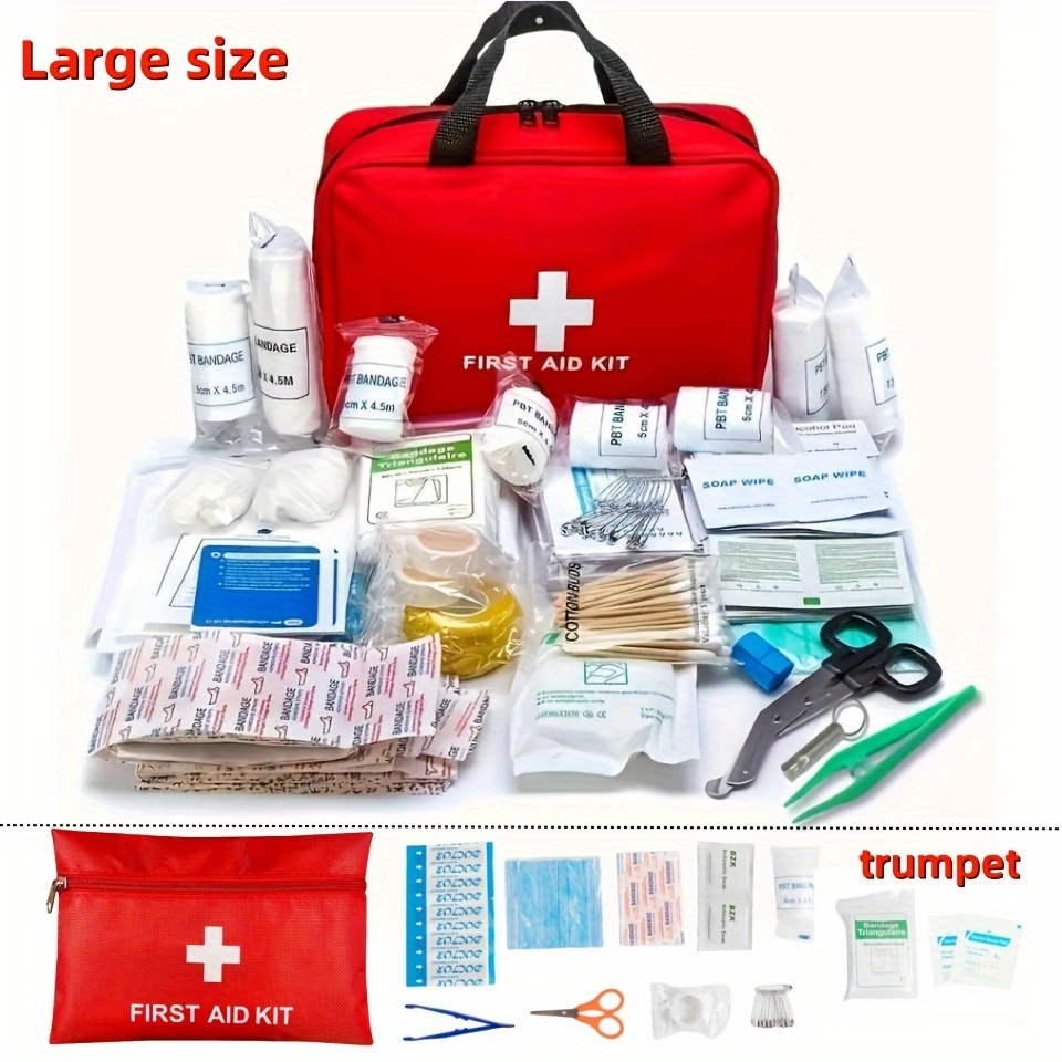 27pcs/173pcs Multi-purpose Small/Large First Aid Kit: Portable Bag For  Outdoor Hunting, Hiking, Camping And More - Including Emergency Supplies!  Inclu