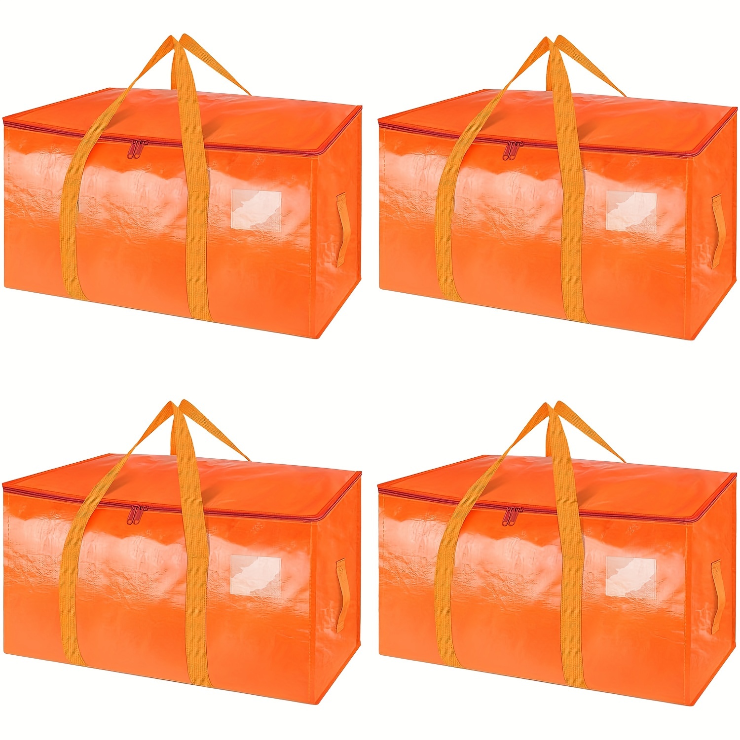 4 PK Heavy Duty Extra Storage Bags Moving Totes With Zippers for