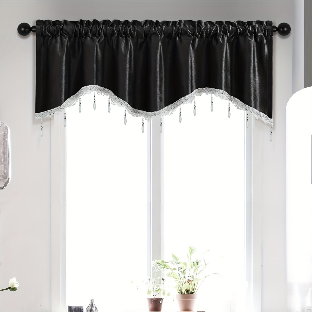 Cortinas de bolsillo de varilla ajustable para cocina y sala de