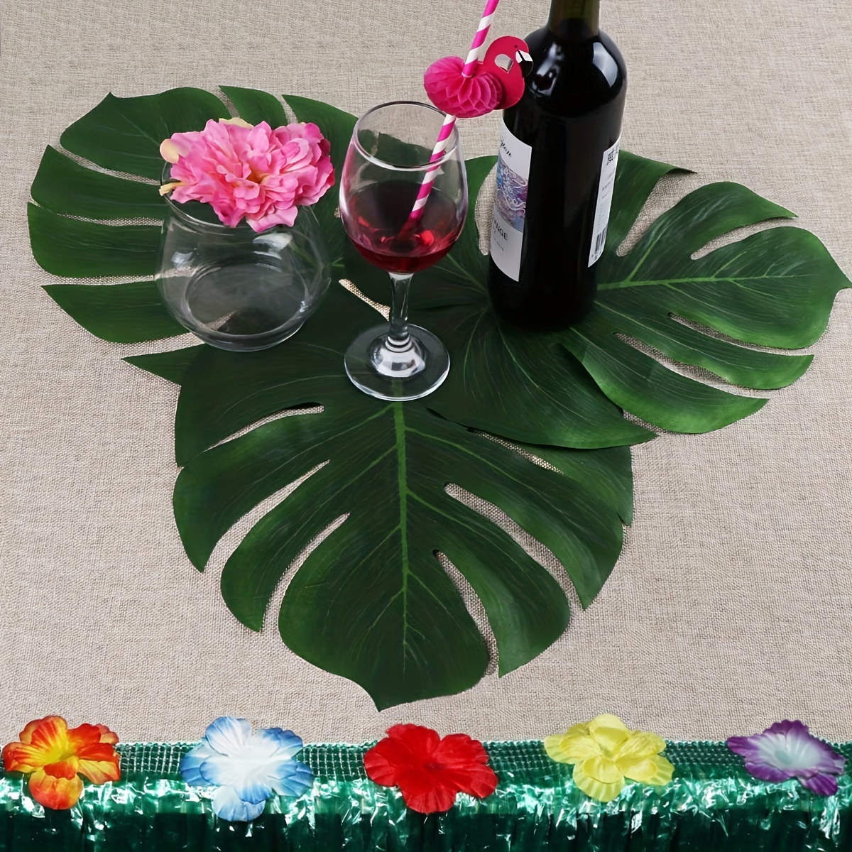12pcs Tropical Palm Leaves for Summer Parties & Home Decor
