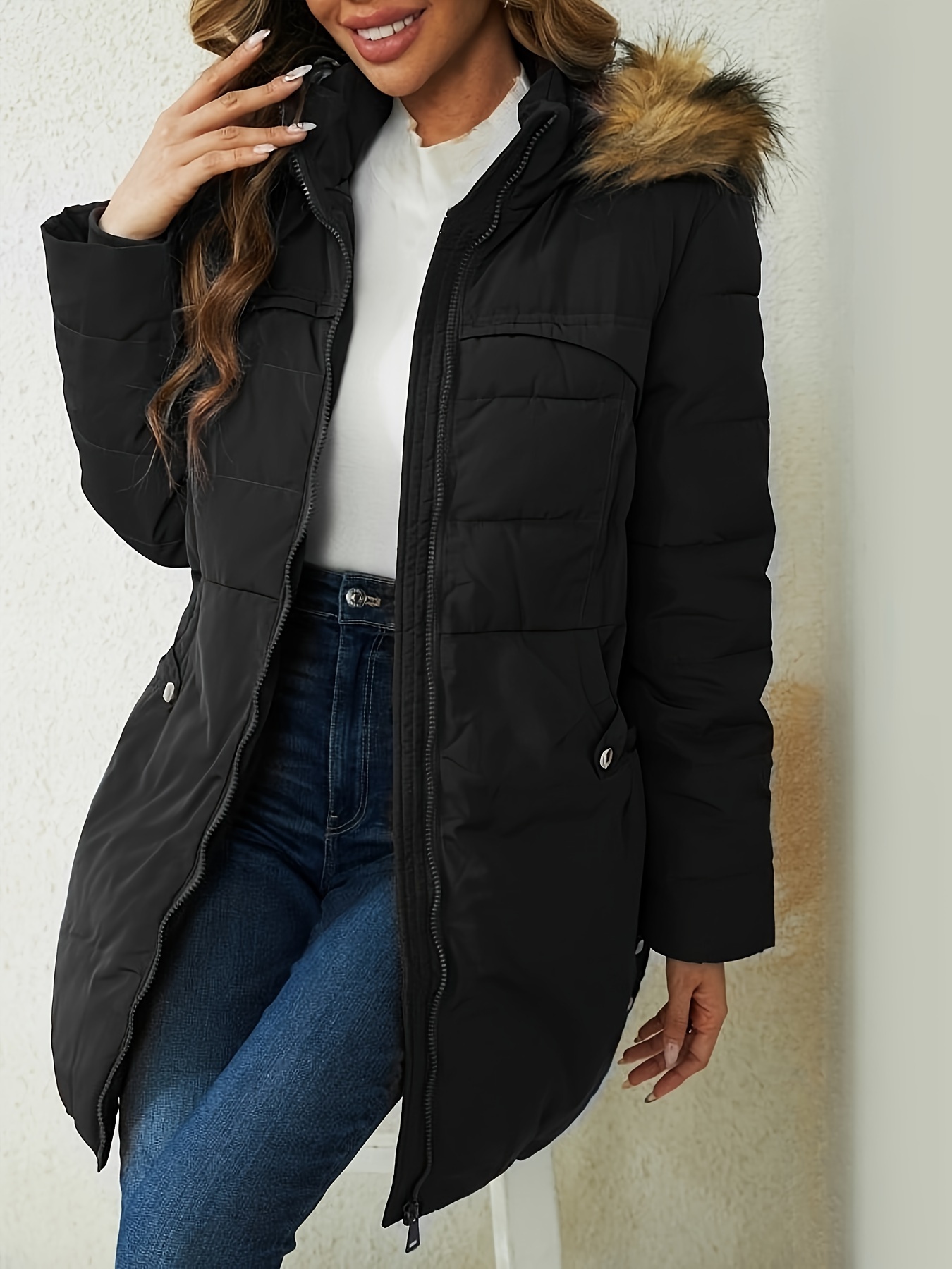Winter Coats for Women,Faux Fur Fuzzy Short Coat Long Sleeve Casual Zip Up  Fleece Jackets Fall Stylish Warm Outerwear : : Clothing, Shoes 
