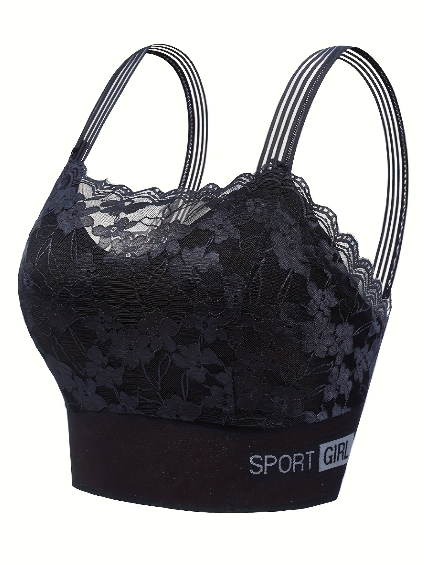 contrasting lace trimmed wireless bra