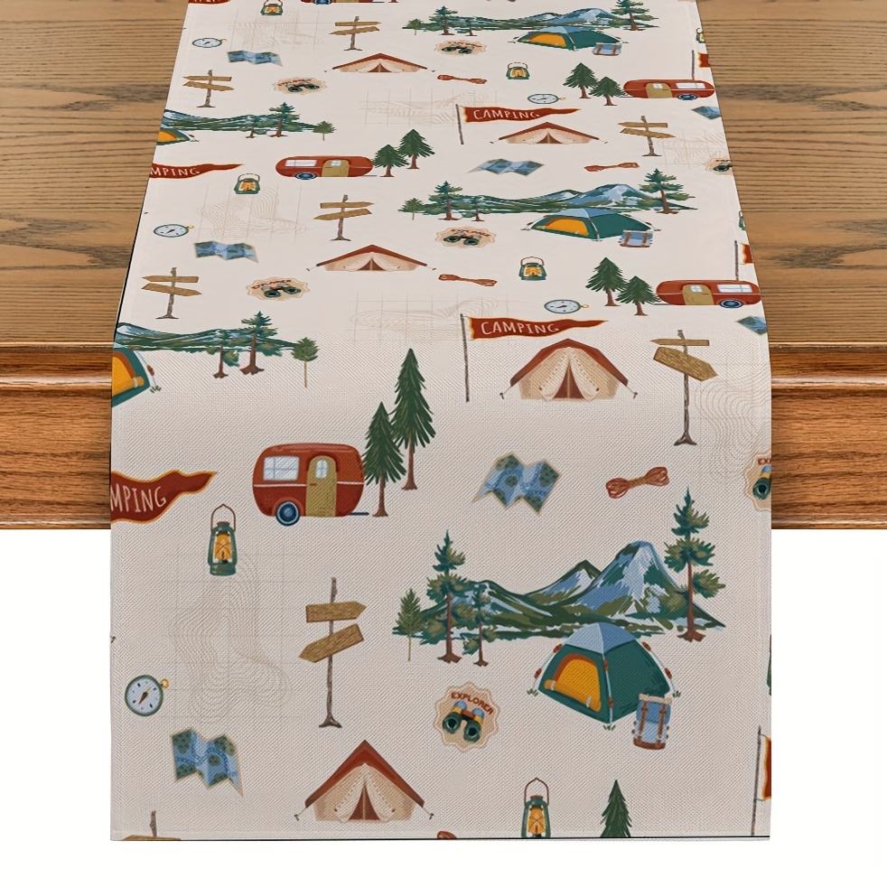 Polyester Table Runner, Cartoon Style Dinosaur Pattern Table Runner,  Decorative Mountain Map Household Table Cover, Holiday Desktop Decoration  Fabric Table Runner, Home Decoration, Dining Table Decor, Room Decor - Temu
