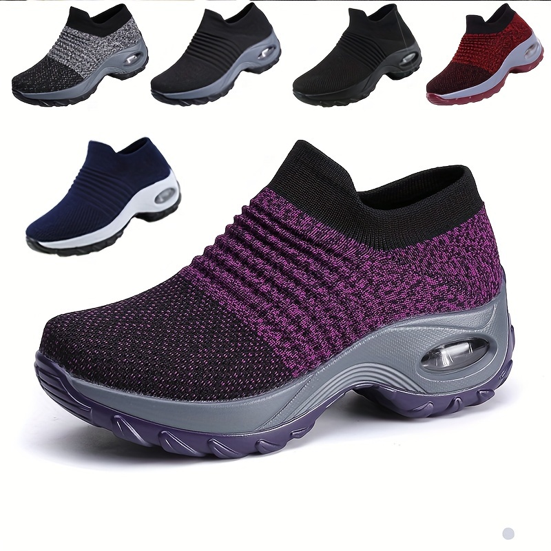  ZEROYOYO Zapatos de balancín de tonificación de las señoras,  Malla Slip On Cuñas Tenis Plataforma Zapatillas de deporte, Zapatos  deportivos de tacón alto en forma de cuña : Ropa, Zapatos y