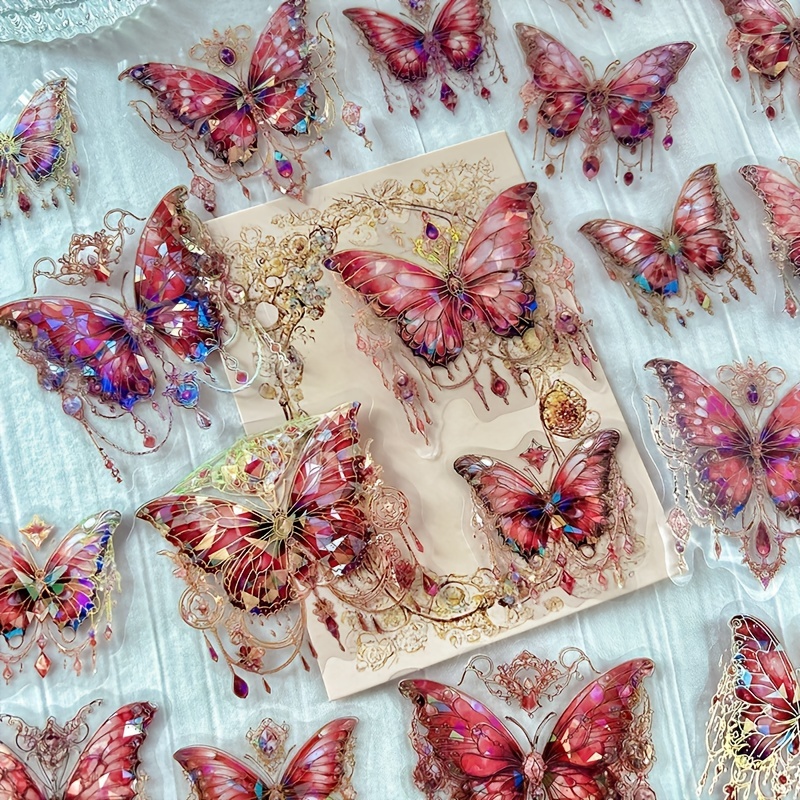 

20pcs Butterfly Decorative Pet Stickers Retro Diy Handbook Material Scrapbooking Label Diary Journal Planner