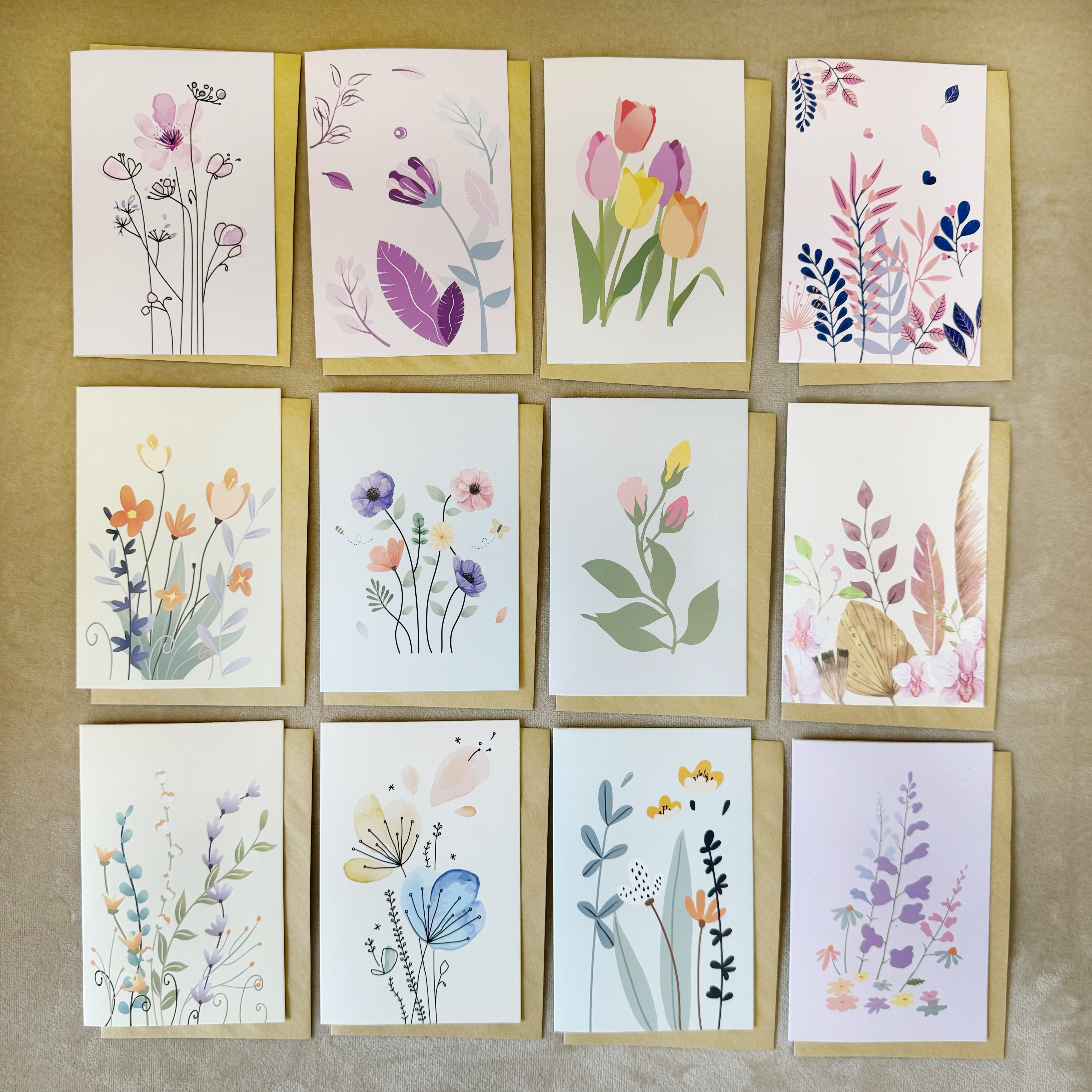 TEMU 12pcs Cards (optional Envelopes) Animated Flower, Plant Design, Easy Yet , Suitable For Various Occasions And Holidays Such As Birthday,