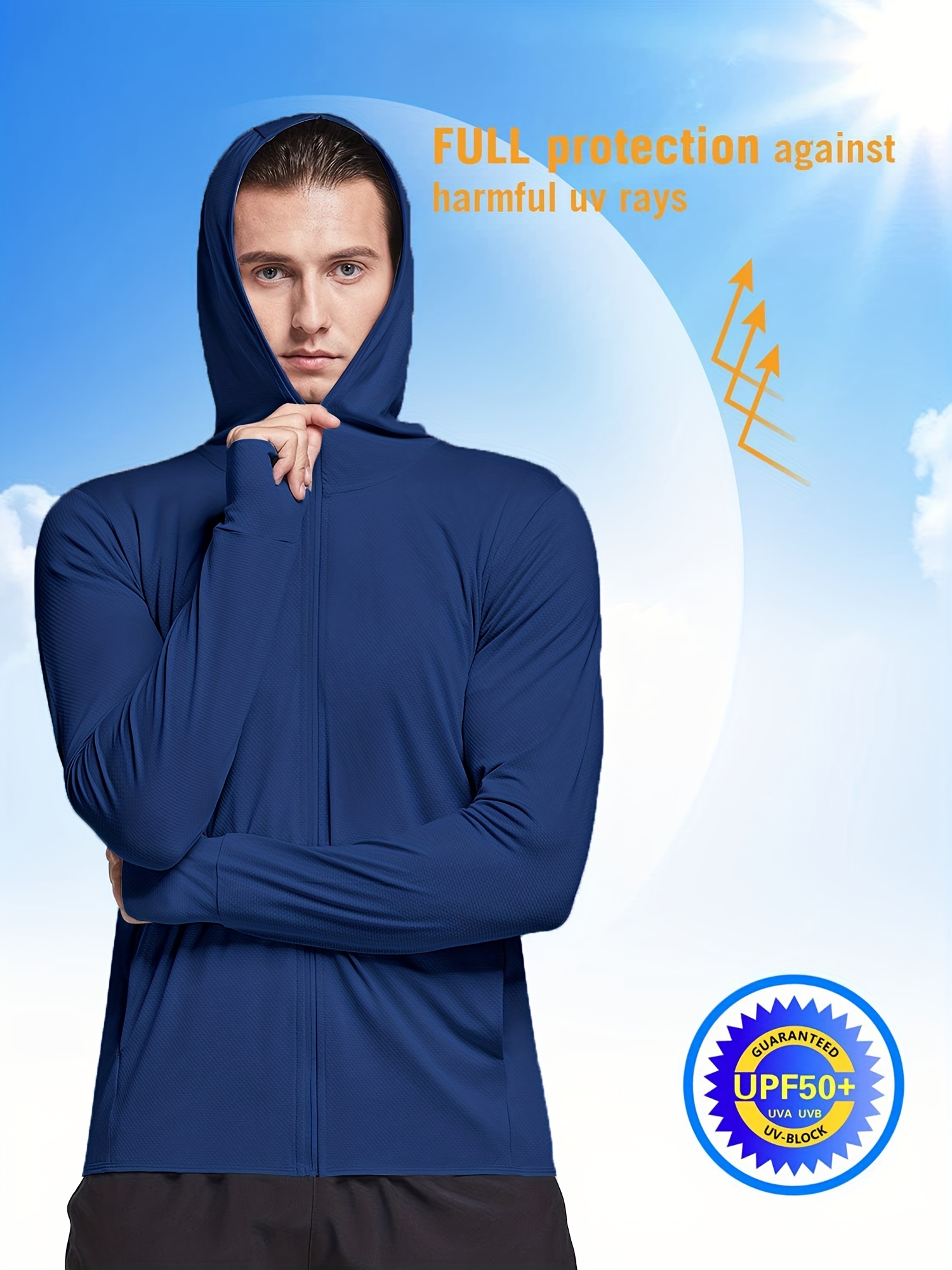 Sun Protection Hoodie Jacket,Men UPF 50+ Sun Men UV Protection Jacket Men  Summer Sun Protection Jacket Breakthrough Technology 