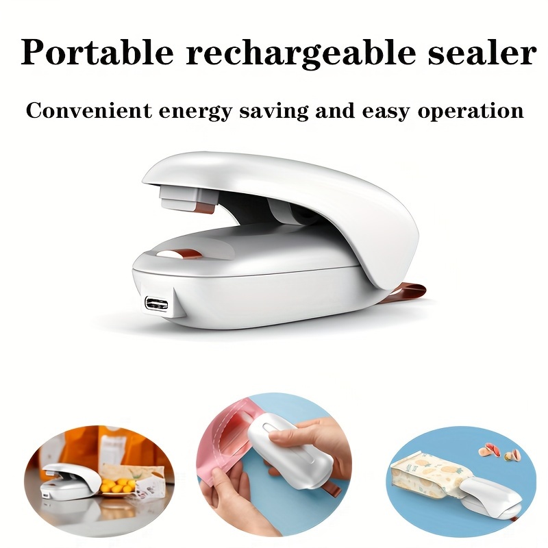 

1pc Mini Bag Sealer, Rechargeable Portable Sealing Machine, Handheld Heat Vacuum Sealers For Plastic Bags, Kitchen Tools