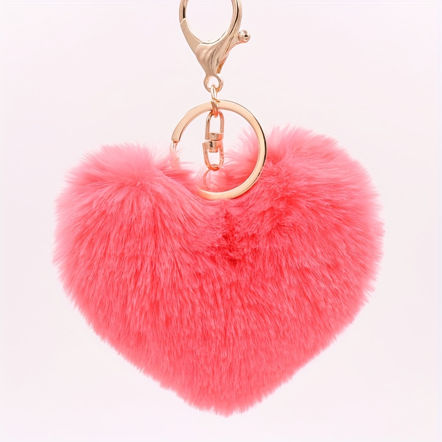 Love Rainbow Heart Colorful Plush Keychain Pom Pom Pendant Cute Bag Key  Chain Ornament Bag Purse Charm Accessories - Temu