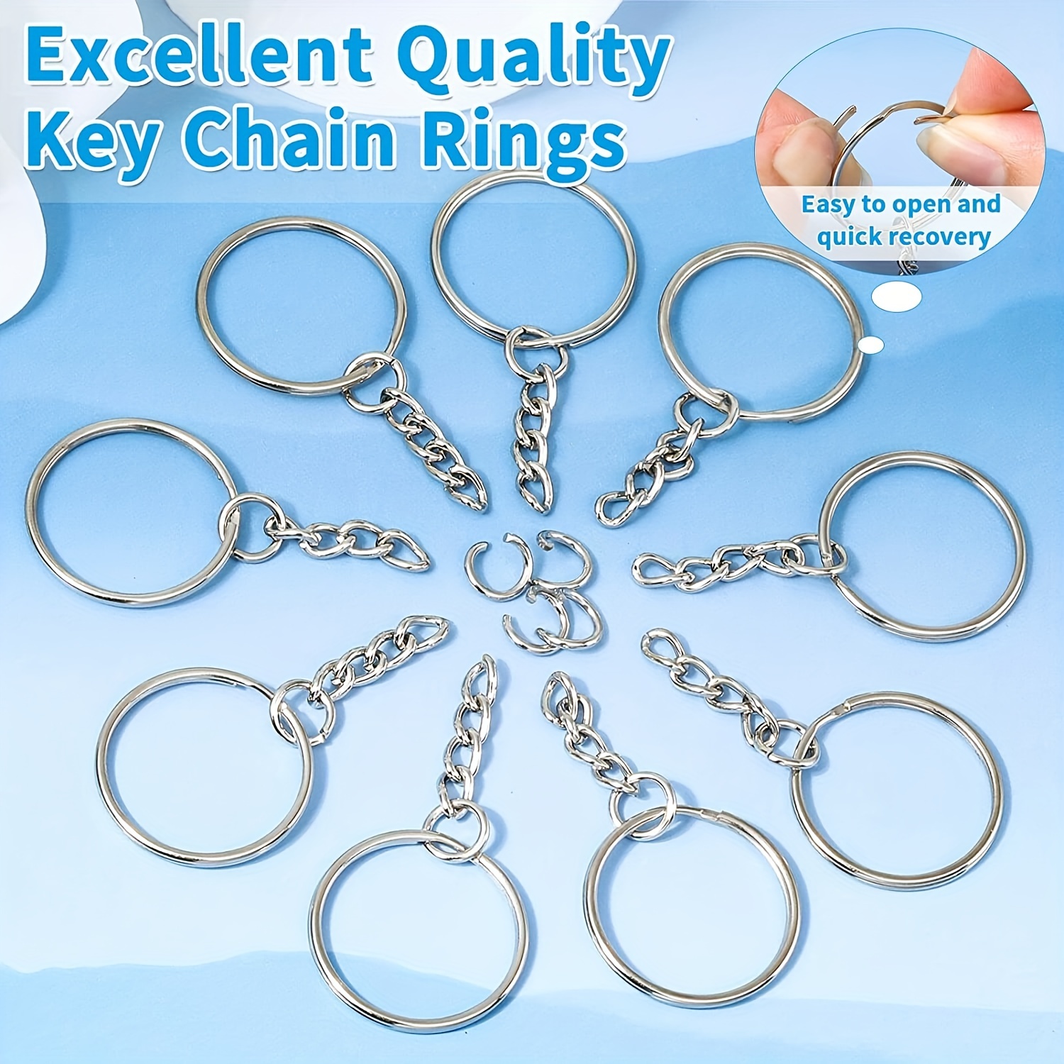 Keychain Making Supplies 50pcs Keychains With Chain And 50 Pcs Jump Rings  Keychain Rings Kit Keychain Findings Bulk For Keychain Making Diy Crafts