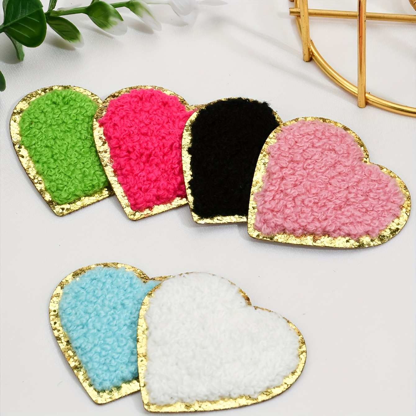 10pcs Big Sequined Heart Patch Iron On Glitter Stickers For Sweaters Dress  Shirts DIY Sewing Fabric