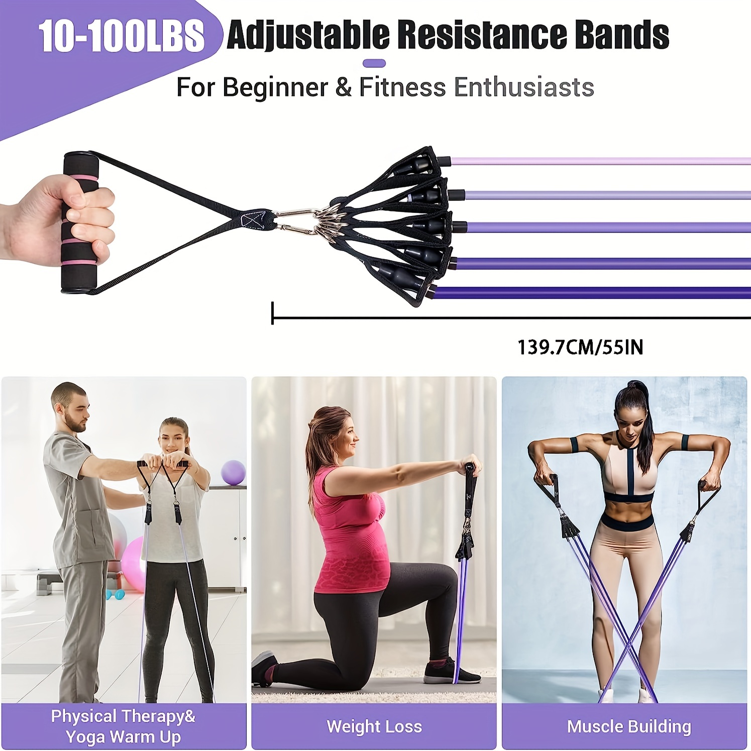 Resistance Bands Set Working 150lbs Exercise Bands Workout - Temu Canada