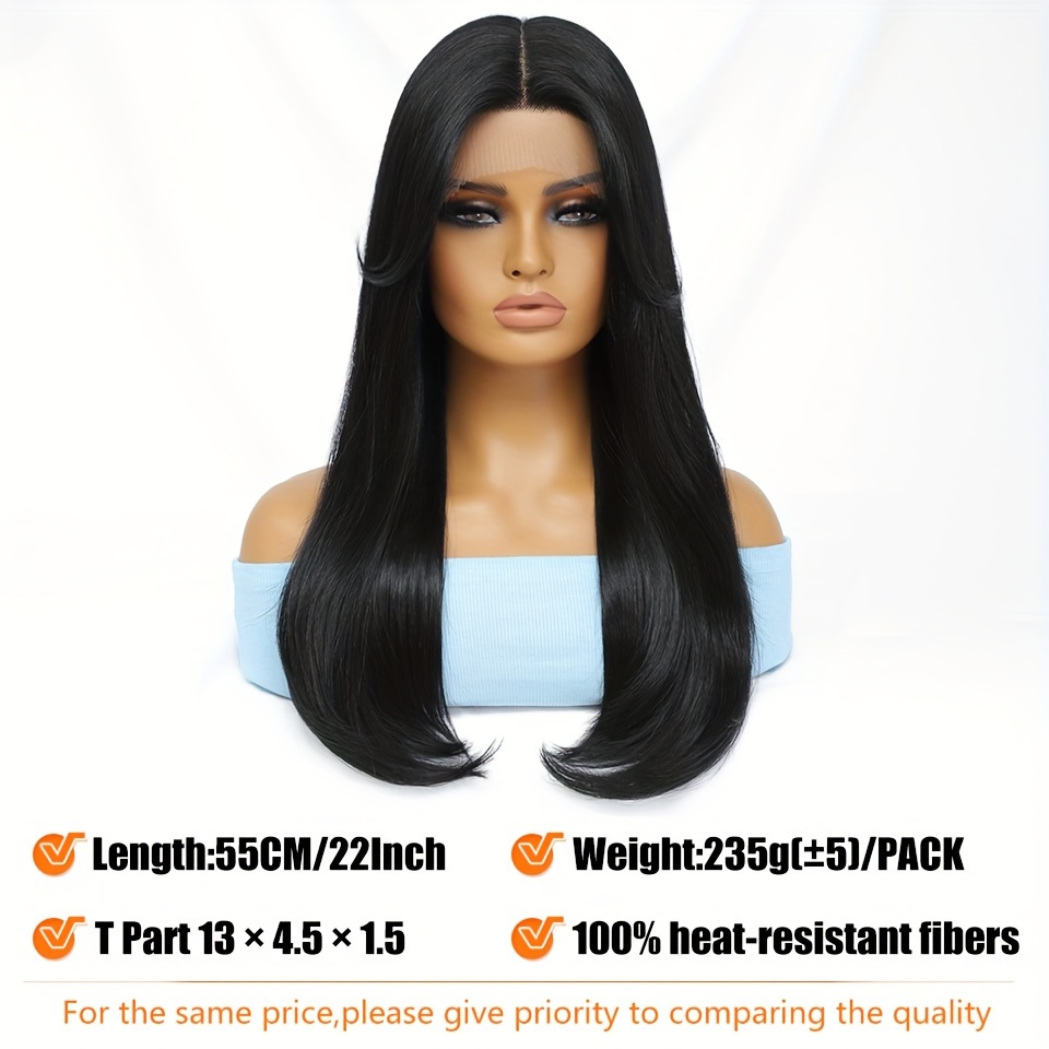 180 Density T part 13x4.5x1.5 Synthetic Lace Wig Long Temu