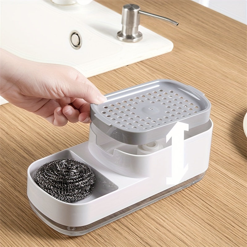 Dispensador de jabón – Dispensador de jabón para platos de alta calidad  para cocina – Soporte de esponja para fregadero, dispensador de jabón para