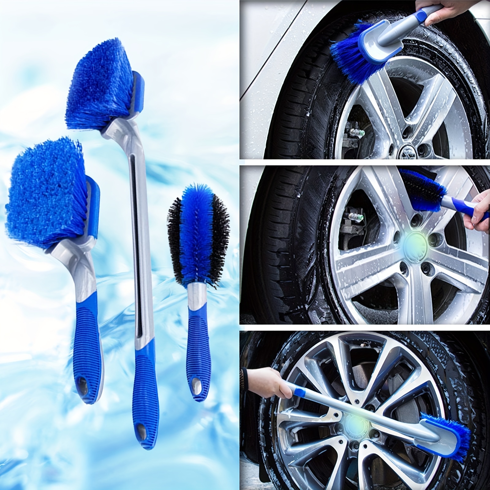 2Pcs Microfiber Bendable Car Wheel Hub Cleaning Brush Kit Tire Rim Spoke  Cleaner