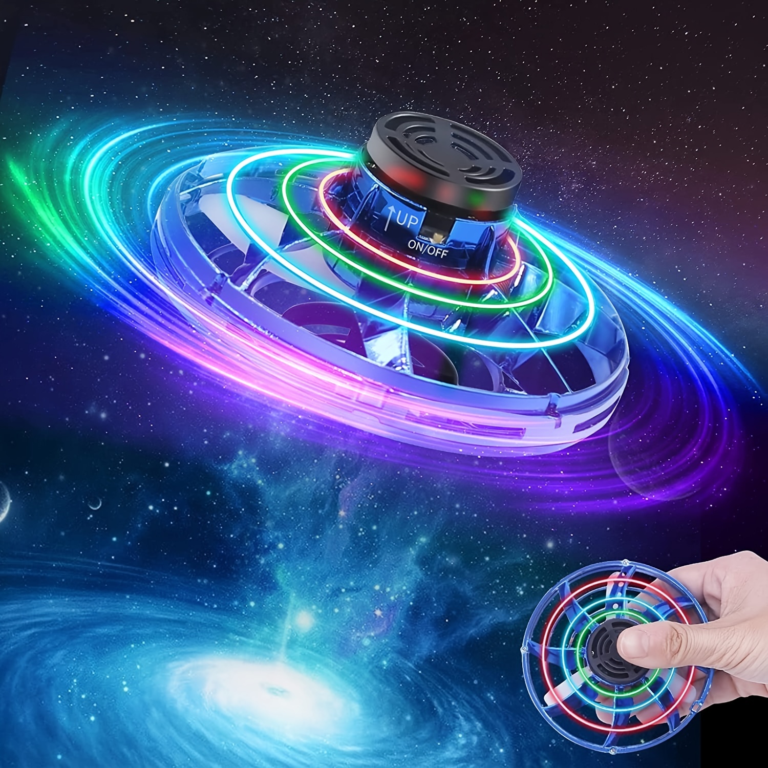 Balle volante - Orbe spatiale volante rechargeable par USB - Avec baguette  magique LED à changement de couleur 