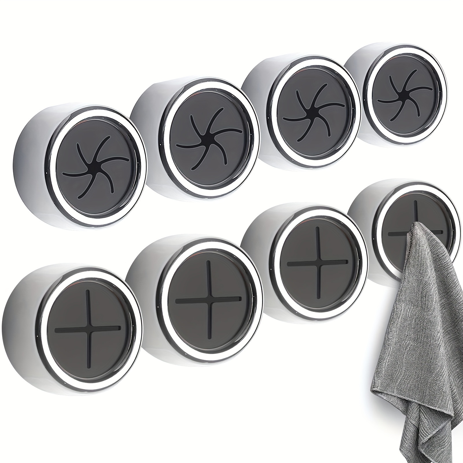 

1/3/8pcs Kitchen Towel Holder, Self Adhesive Wall Dish Towel Hook, Round Wall Mount Towel Holder For Bathroom, Kitchen And Home, Wall, Cabinet, Garage, No Drilling Required