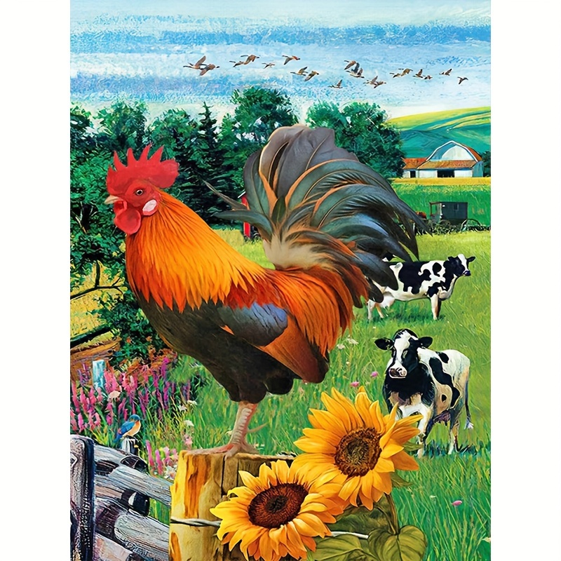 Diamond Painting kit Completo,Fattoria Paesaggio Animali Pittura