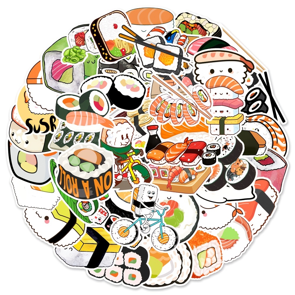 Tazón de comida japonesa Kawaii de dibujos animados para sushi, cuenco de  arroz para laptop, álbum de recortes, estuche de lápices DIY con  calcomanías