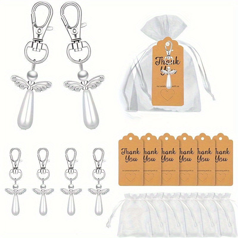 Porte-clés ange gardien porte-clés ange en métal mariage faveurs de douche  de bébé cadeau de fête d'anniversaire