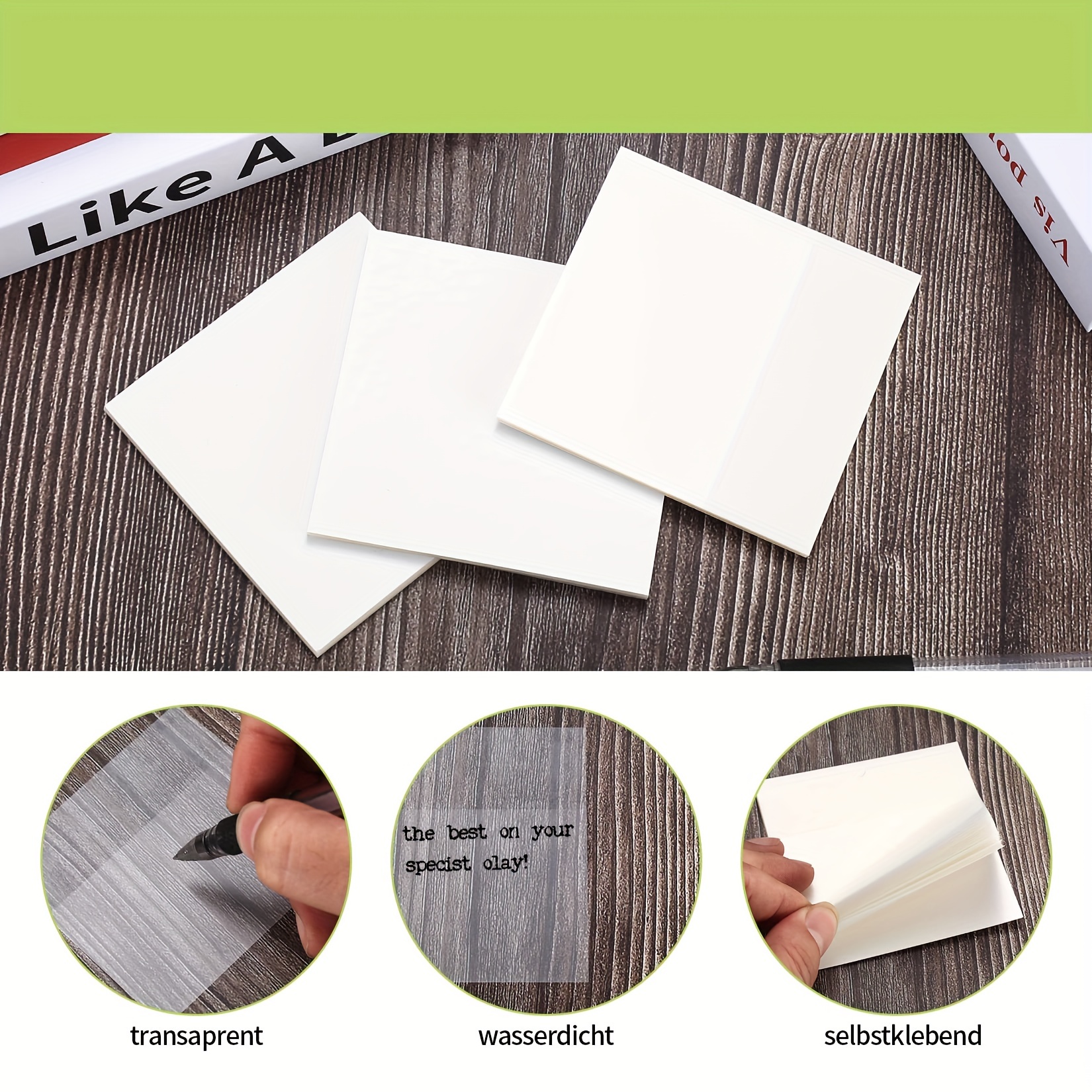 Transparent Sticky Note Pads Clear Translucent Waterproof Self