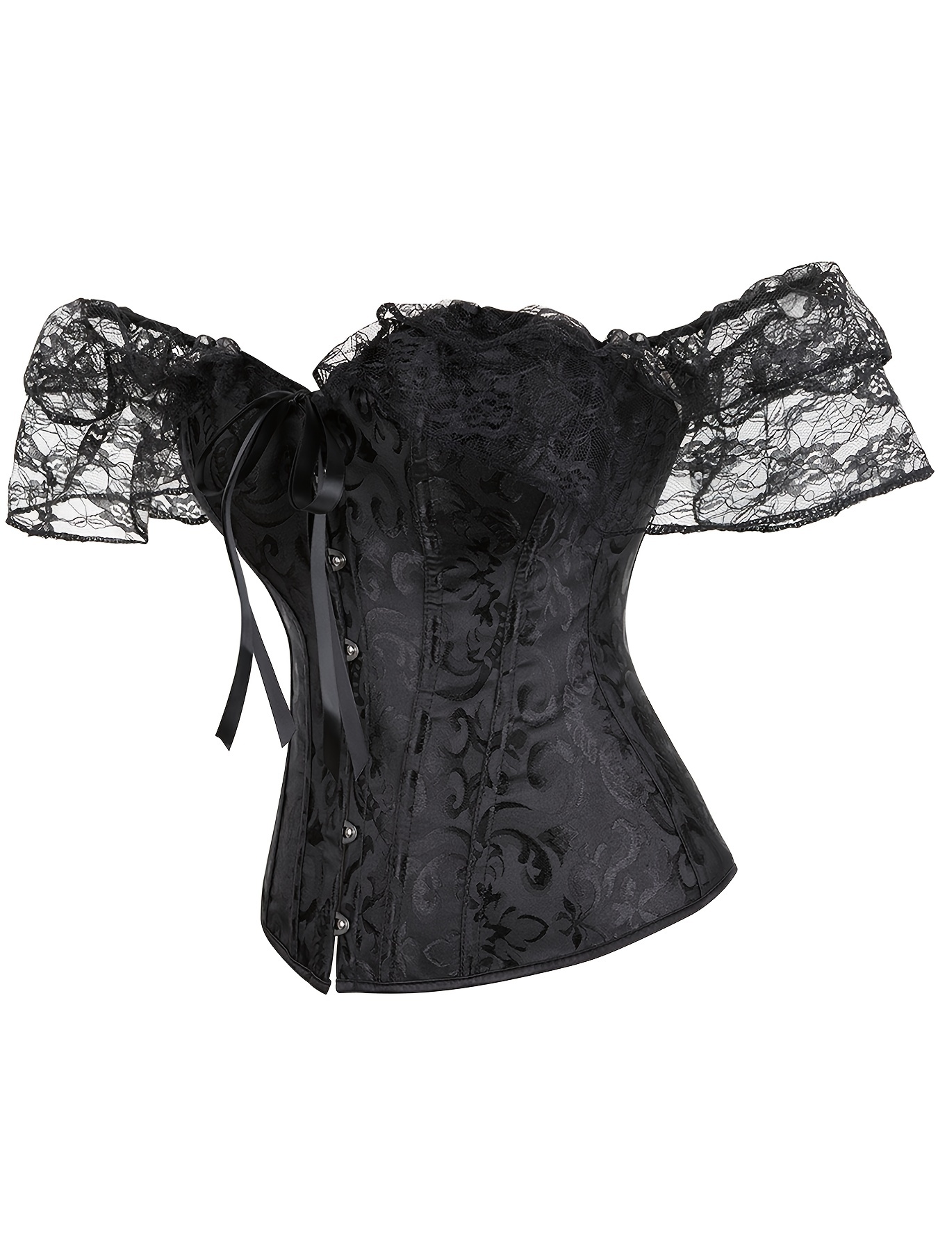 Black Lace Jacquard Bustier Plus Size