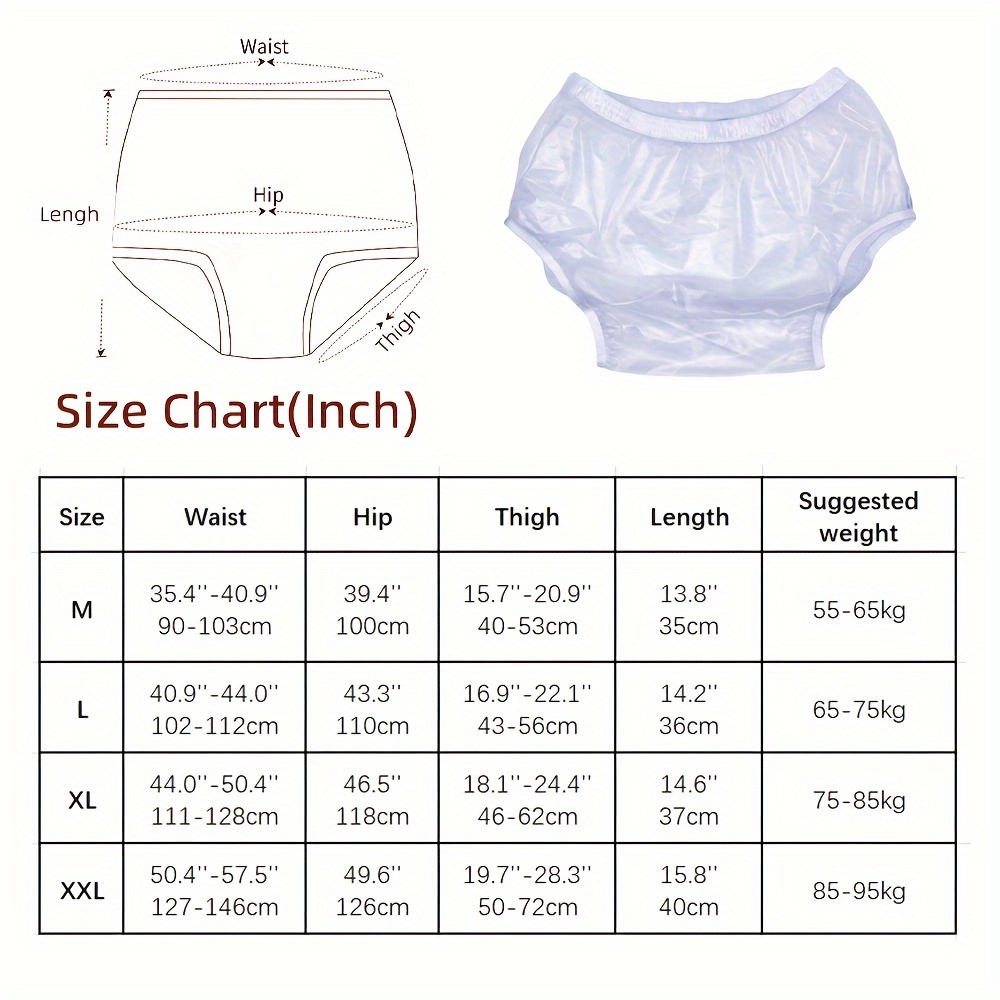  Adult Incontinence Pull On Plastic Pants, Adult Vinyl Waterproof  Incontinence Panties, Washable Reusable Incontinence Panties : Health &  Household