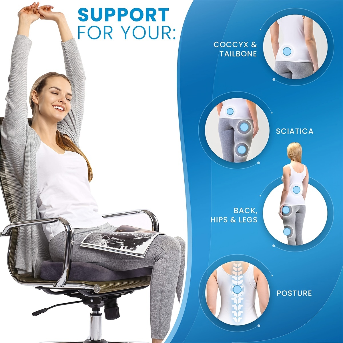 Memory Foam Office Chair Cushion For All day Sitting Seat - Temu