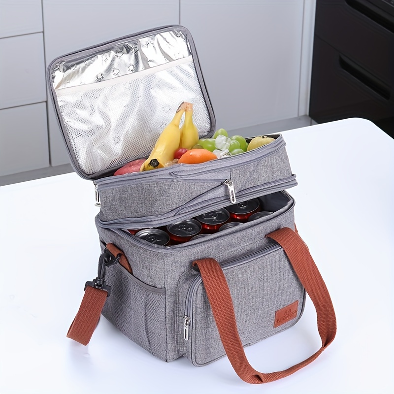 Insulated Lunch Bag for Women Men Double Deck Lunch Box, Reusable