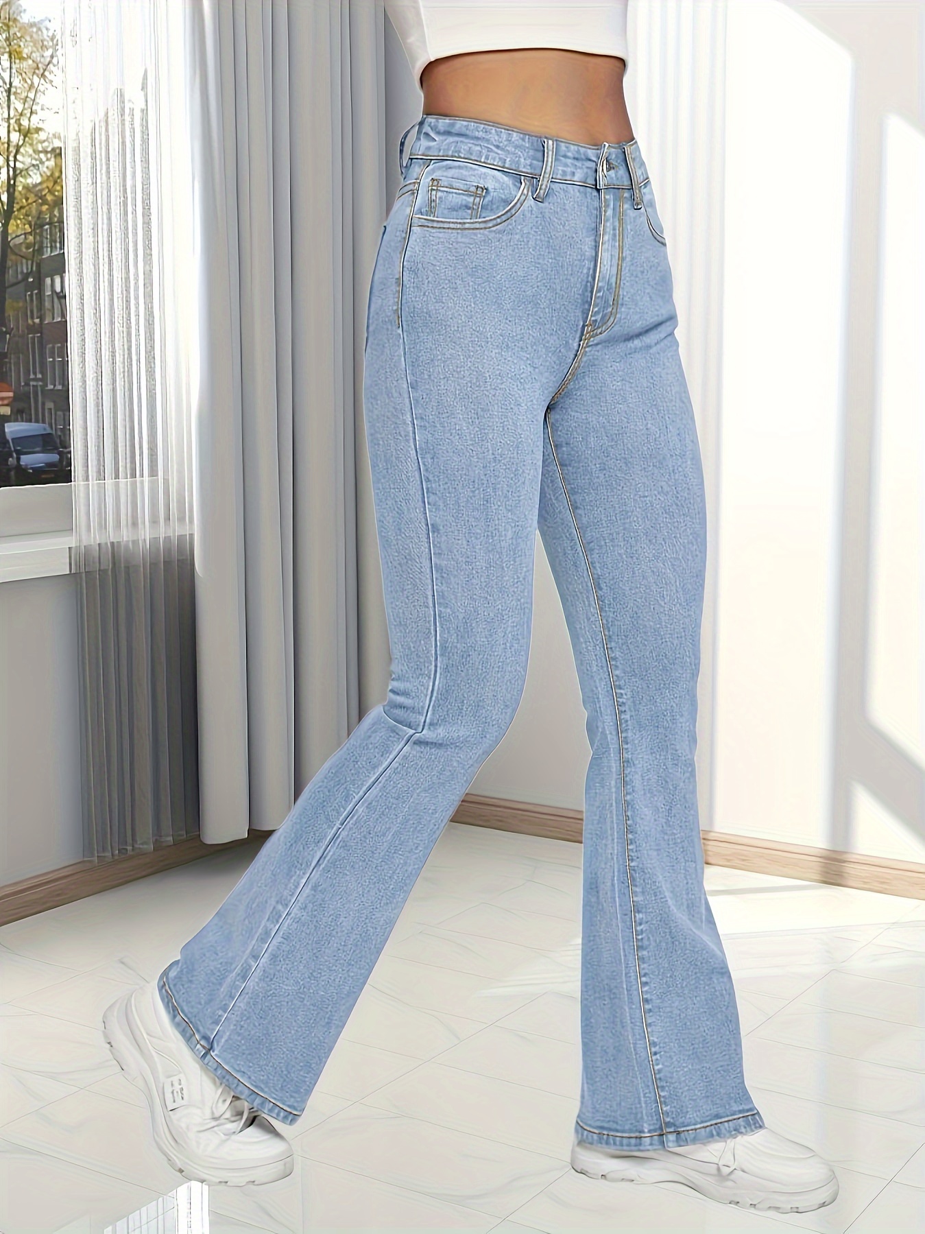 High Waist Casual Bootcut Jeans, Slant Pockets Fashion Denim Pants, Women's  Denim Jeans & Clothing