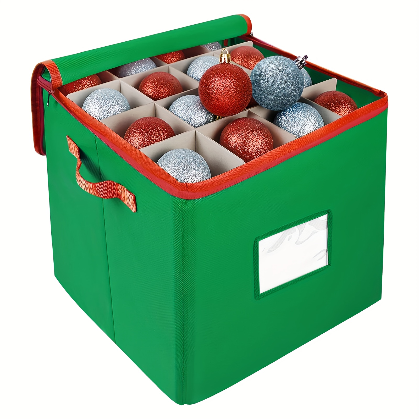 Phedrew Boîte de rangement en plastique pour décorations de Noël avec  double fermeture éclair, peut contenir 64 boules de Noël, décorations de  vacances, cube de rangement avec séparateurs (2) : : Maison
