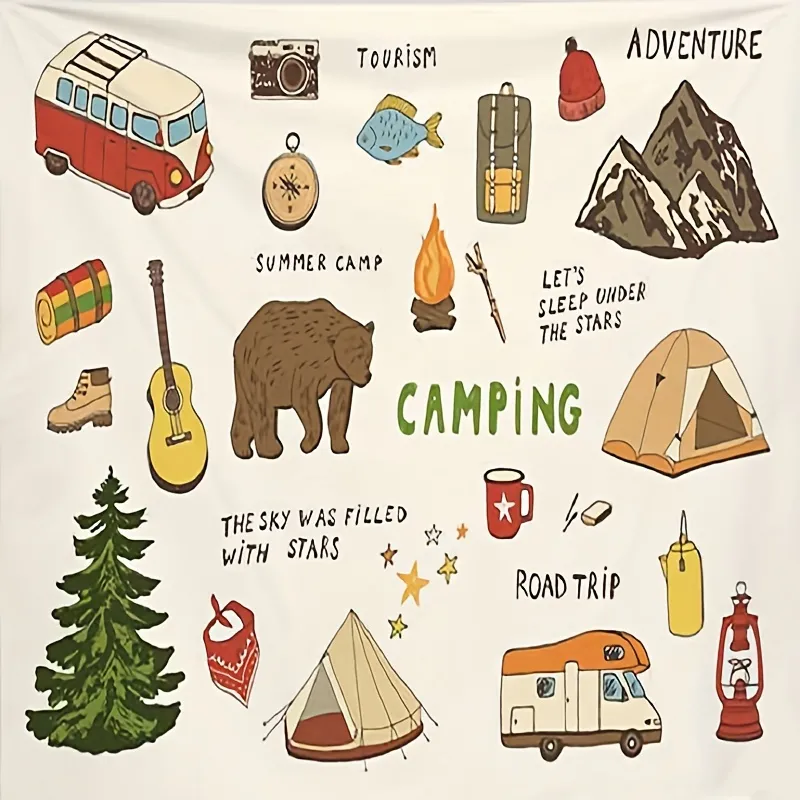 タペストリー　lets Go camping