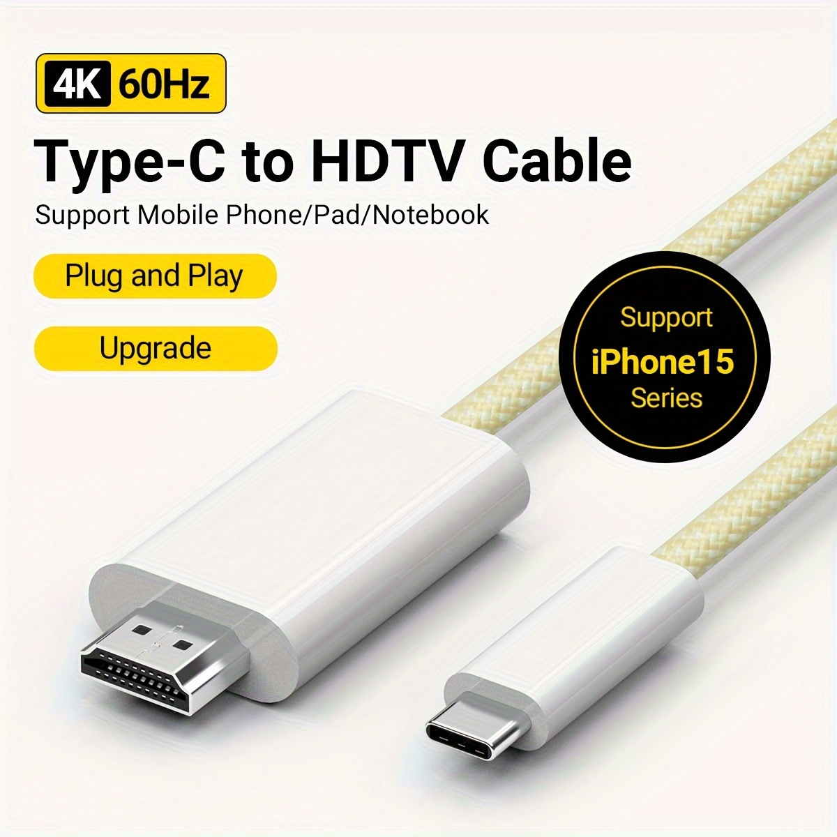 4k 60hz 30hz Type c Hdtv Cable Usb c Hdtv Cord Multiple Temu