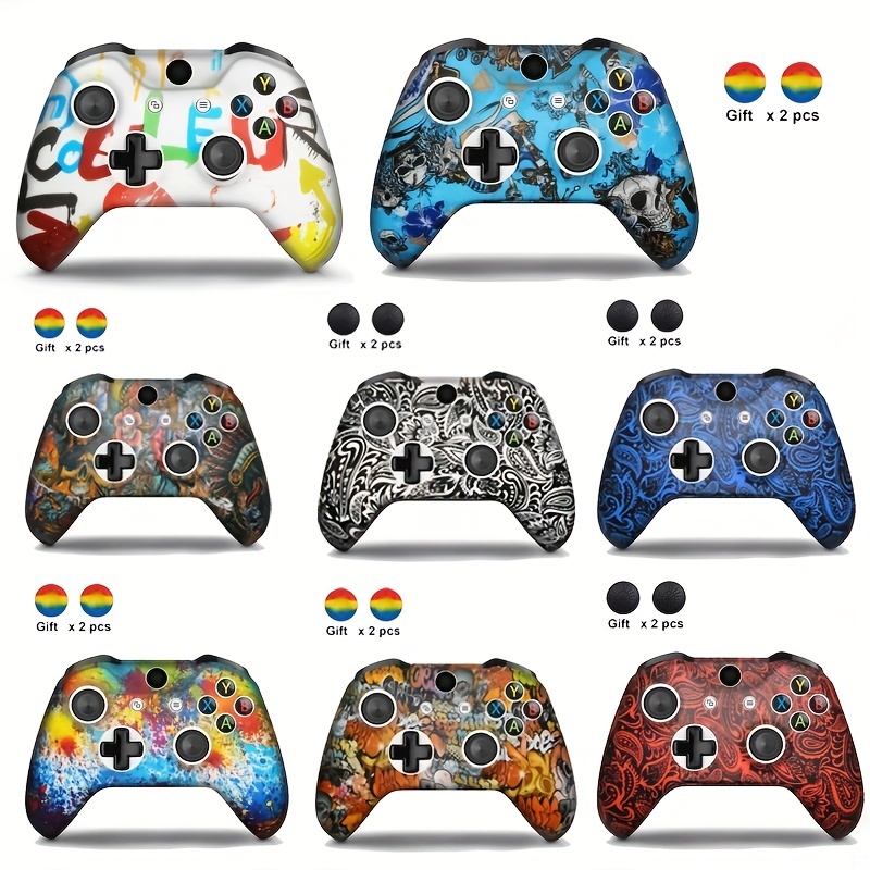 Silicone Protective Skin Case for XBox One Slim Controller Protector  Camouflage Gamepad Cover with 2 free Grips Caps