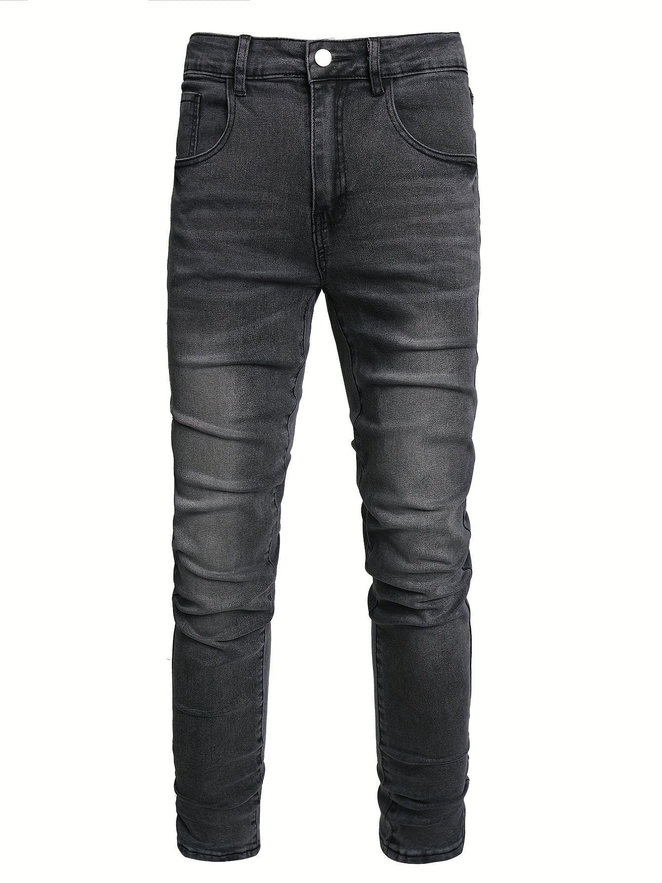 Men's Casual Jeans Slim Fit Trend Two Tone Denim Pants - Temu