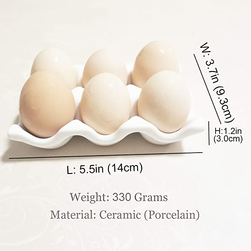 6 Hole Ceramic Egg Tray, Egg Holder, Kitchen Storage 
