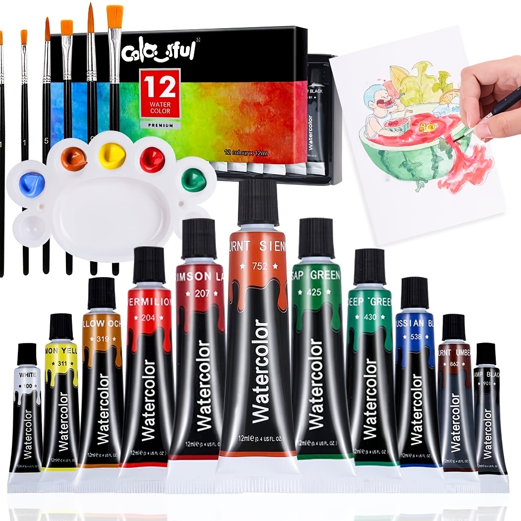 Watercolor Paint Set (36 Colors, 12 ml Tubes, 0.4 oz.) - Chalkola