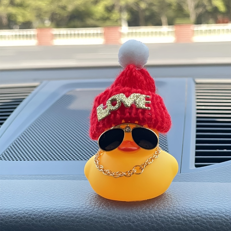 Car Duck With Love Hat Small Yellow Duck Car Lovely Cartoon Car Ornament  Car Accessories