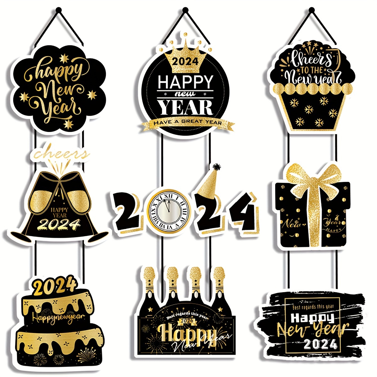 2024 Shiny Black And Gold New Year Confetti 2024 New Year - Temu