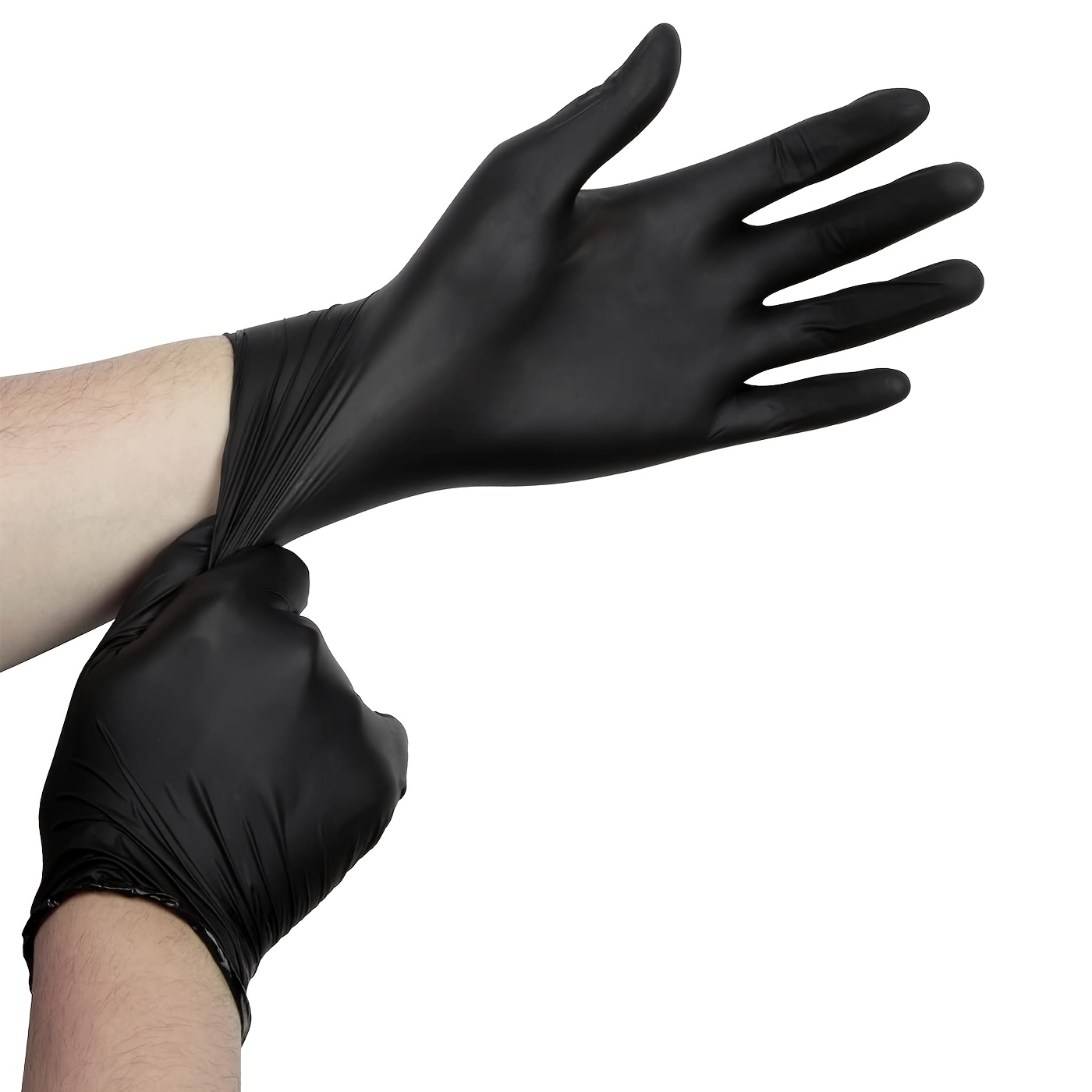100 Uds. Guantes desechables negros medianos, guantes de vinilo desechables  sin látex para preparación de alimentos, limpieza del hogar, tinte para el