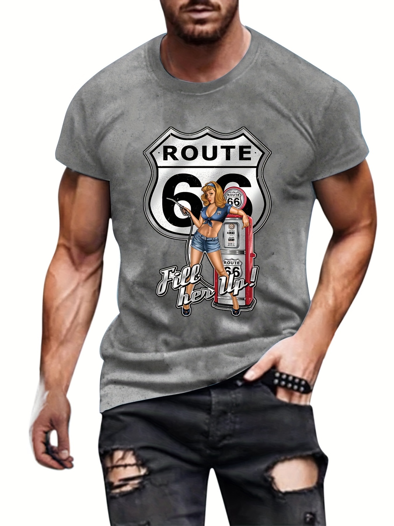 Tee shirt route outlet 66 homme