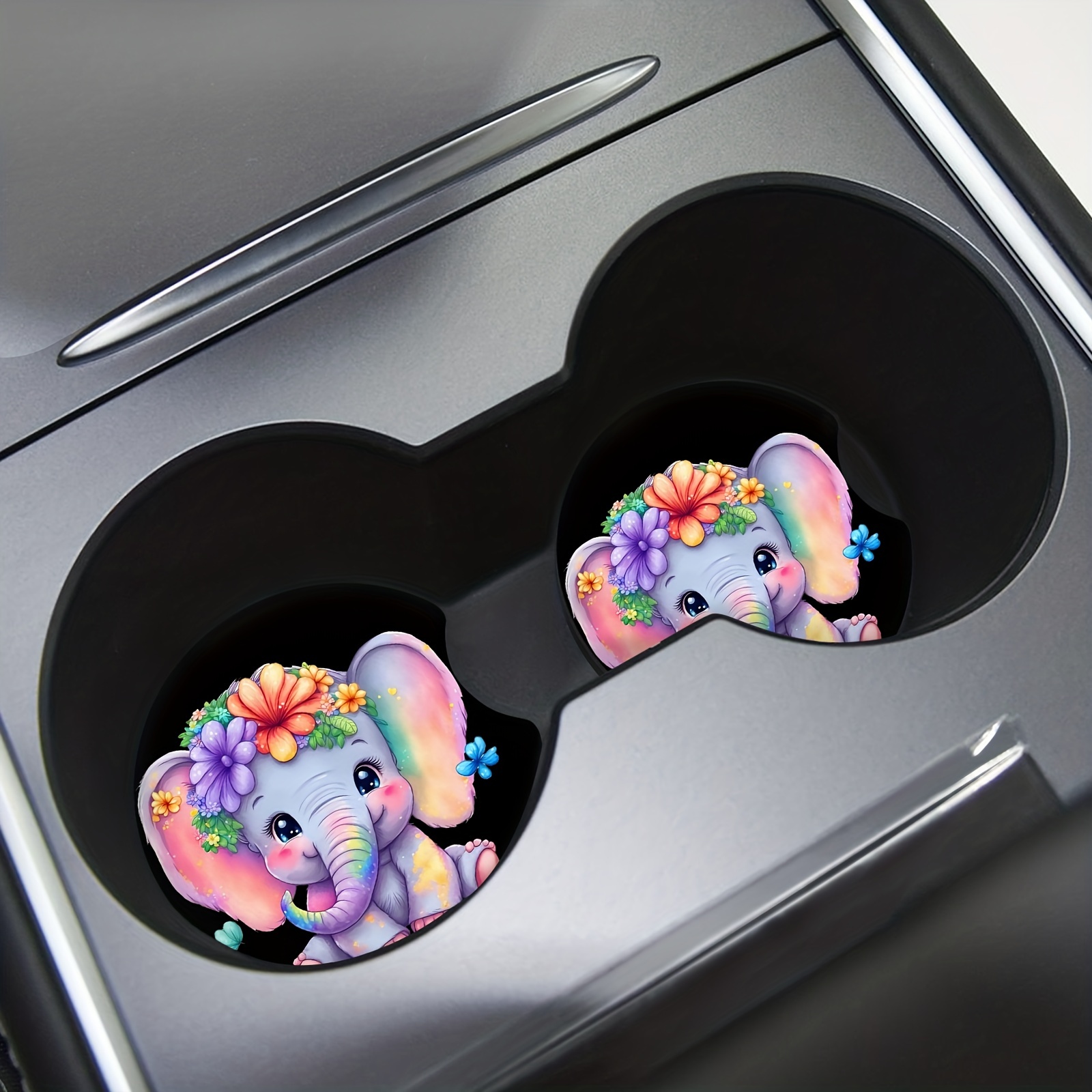 Color Baby Elephant Foam Coaster Absorbent Car Drink Using Coaster Car Coaster For Internal Bracket Inch Bracket Fitting Insert Car Cup Accessories