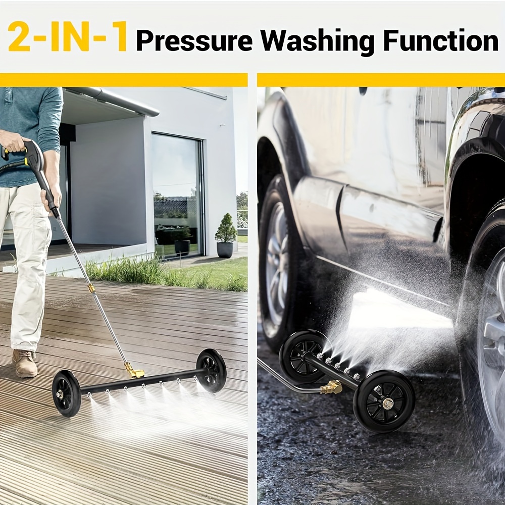 6 Nozzles Undercarriage Pressure Washer Water Broom 13” Power Washer  Cleaner for Sidewalk, Driveway, Deck, Patio, 4000PSI