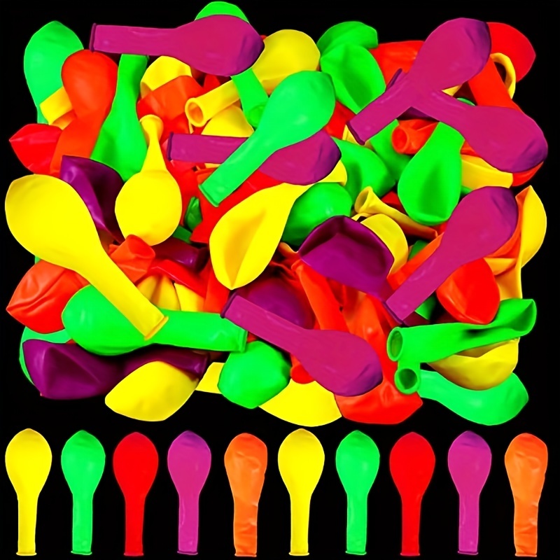 110 Pack Colored UV Neon Balloons Glow Balloons Neon Party Decorations Glow  in the Dark Party Supplies Balloons Black Light Neon Latex Fluorescent