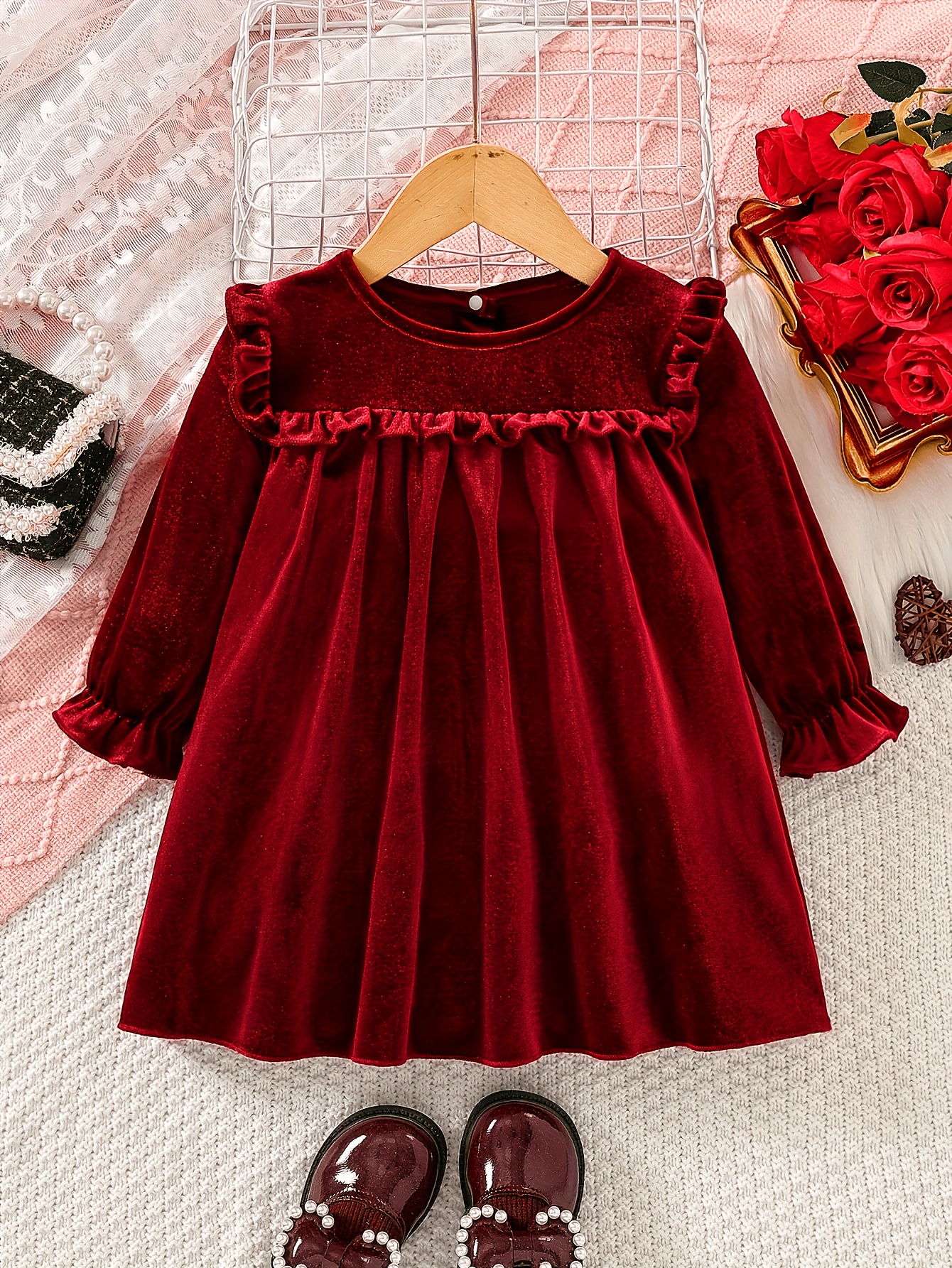 Baby Girl Velvet Dress - Temu