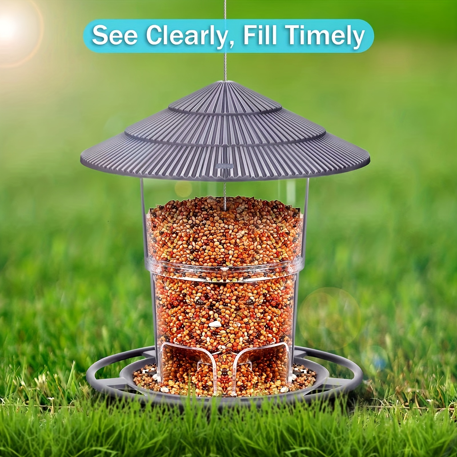 Hanging Squirrel Proof Bird Feeder for Garden Backyard