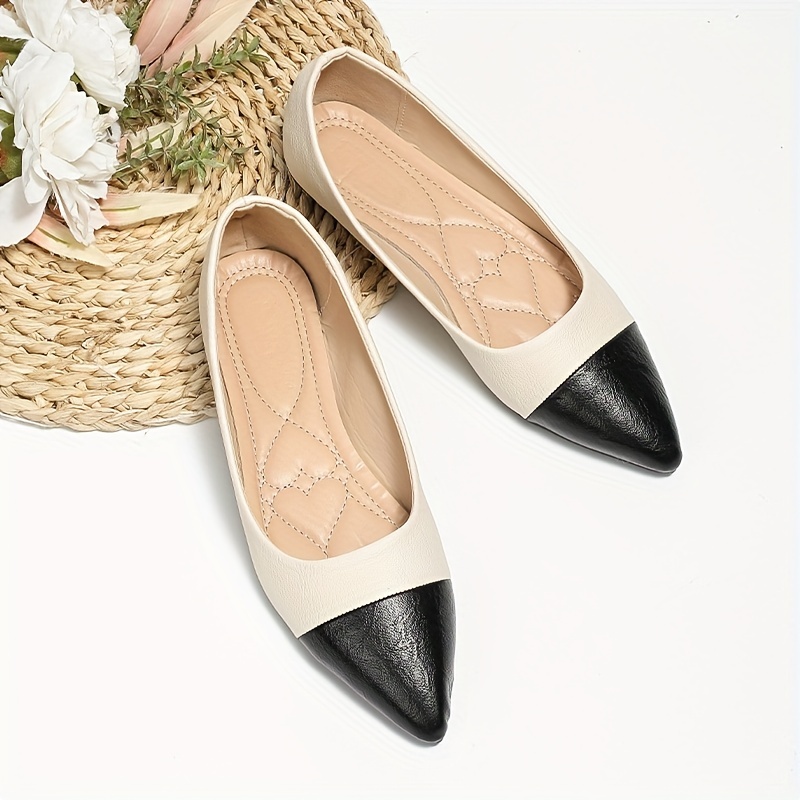 Women's Colorblock Flat Shoes Slip On Lightweight Point Toe Soft Sole