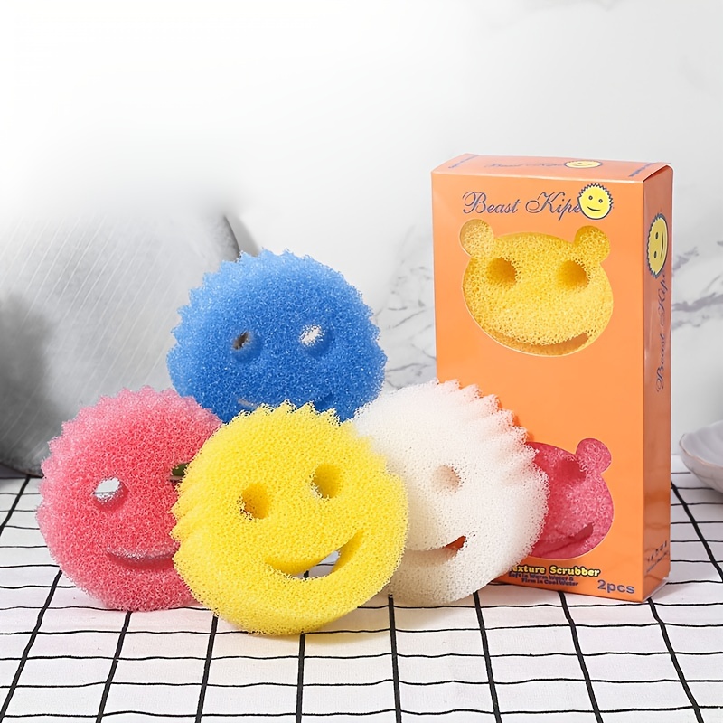 Smile Face Magic Sponge - Strong Decontamination Scouring Pad For  Tableware, Car Cups, And Kitchen - Loofah-type Sponge For Easy Cleaning -  Temu Czech Republic